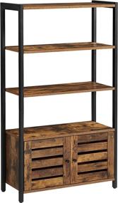 img 3 attached to 📚 VASAGLE LOWELL Bookshelf: 3-Shelf Storage Cabinet with Louvered Doors - Rustic Brown Industrial Bookcase for Living Room, Study, Bedroom - Multifunctional Furniture ULSC75BX