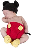 🐭 jastore baby photography prop: adorable crochet knitted hat and diaper costume set with mouse shoes logo