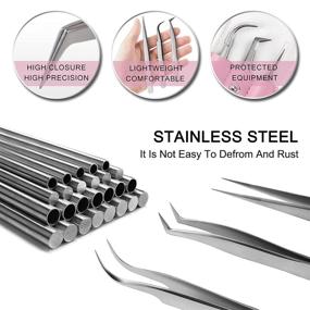 img 3 attached to 🔪 Quewel Eyelash Extension Tweezers Set - Curved and Straight Pointed Tweezers Lash Applicator Tool - Stainless Steel Precision Tweezers for Eyelash Extensions - Silver (Matte, 3 pcs)