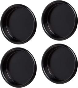 img 4 attached to 🚪 Convenient Snap-in Finger Pulls for Closet Doors, Sliding Doors, Cabinet Doors - Set of 4 Circular Black Pulls