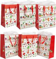 🎁 festive christmas party gift bags and tissues (set of 6) - santa claus, christmas trees | mygift logo