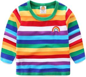 img 4 attached to 🌈 Vibrant Rainbow Stripe Boys T-Shirts by Mud Kingdom: Playful and Stylish