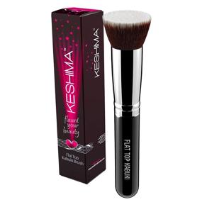 img 4 attached to 💁 KESHIMA Premium Flat Top Kabuki Foundation Brush - Ideal for Liquid, Cream, and Powder Makeup - Effortless Buffing, Blending, and Face Brush for Flawless Results