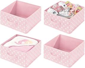 img 4 attached to 📦 mDesign Soft Fabric Closet Storage Organizer Bin Box - Front Handle, Cube Furniture Shelving Units: Perfect for Bedroom, Nursery & Toy Room - Polka Dot Print, Pink/White (4 Pack)