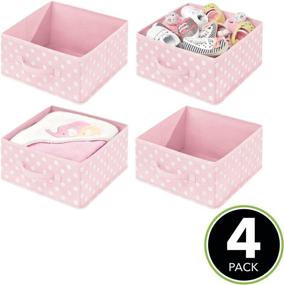 img 3 attached to 📦 mDesign Soft Fabric Closet Storage Organizer Bin Box - Front Handle, Cube Furniture Shelving Units: Perfect for Bedroom, Nursery & Toy Room - Polka Dot Print, Pink/White (4 Pack)