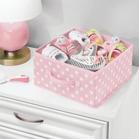 img 2 attached to 📦 mDesign Soft Fabric Closet Storage Organizer Bin Box - Front Handle, Cube Furniture Shelving Units: Perfect for Bedroom, Nursery & Toy Room - Polka Dot Print, Pink/White (4 Pack)