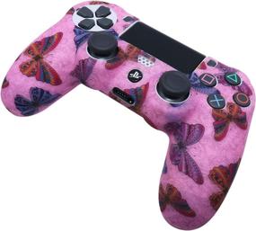 img 1 attached to 🦋 Pink PS4 Controller Skins by RALAN - Silicone Cover Skin Protector Compatible with PS4 Slim and PS4 Pro Controllers (Pink Pro Thumb Grip x 2, Cat + Skull Cap & Cover Grip x 2) - Butterfly Pink Edition