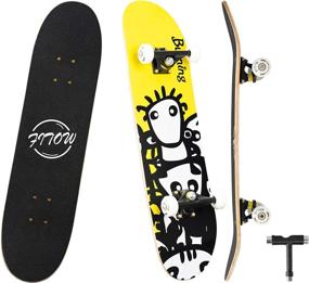 img 4 attached to 🛹 TONGYONG FITOW Beginner Skateboards: Complete Skateboard 31 x 7.88, 7-Ply Canadian Maple, Double Kick Concave Standard & Tricks Skateboards for Kids & Beginners