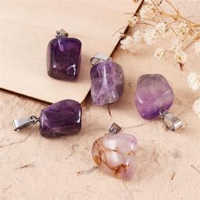 img 1 attached to 💎 Fashewelry Natural Amethyst Pendants (24Pcs) - Irregular Healing Crystal Chakra Nugget Charms for Jewelry Making