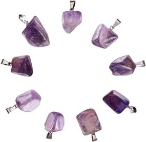 img 2 attached to 💎 Fashewelry Natural Amethyst Pendants (24Pcs) - Irregular Healing Crystal Chakra Nugget Charms for Jewelry Making