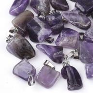 💎 fashewelry natural amethyst pendants (24pcs) - irregular healing crystal chakra nugget charms for jewelry making logo