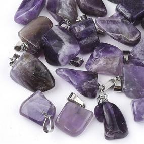 img 4 attached to 💎 Fashewelry Natural Amethyst Pendants (24Pcs) - Irregular Healing Crystal Chakra Nugget Charms for Jewelry Making