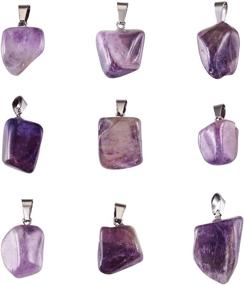 img 3 attached to 💎 Fashewelry Natural Amethyst Pendants (24Pcs) - Irregular Healing Crystal Chakra Nugget Charms for Jewelry Making