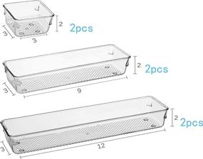 img 3 attached to iHomeCooker 6-Piece Clear Plastic Drawer Organizer Set - Vanity, Cutlery, Utensil, Makeup Organizer for Kitchen - 12'' x 9'' x 3''