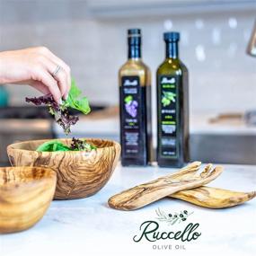 img 1 attached to 🥗 Ruccello Olive Oil Salad-Pasta Kit with Wooden Utensils, Handcrafted Wooden Spoons and Salad Tongs, Non-Stick Cooking Accessories - 4-Piece Set