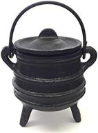 🔥 multi-purpose ribbed style cast iron cauldron with handle & lid - smudging, incense burning, rituals, décor, halloween, candle holder, and more логотип