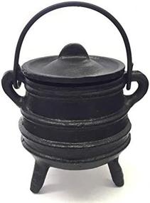 img 4 attached to 🔥 Multi-Purpose Ribbed Style Cast Iron Cauldron with Handle & Lid - Smudging, Incense Burning, Rituals, Décor, Halloween, Candle Holder, and More