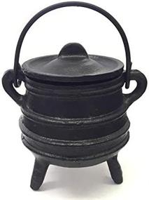 img 2 attached to 🔥 Multi-Purpose Ribbed Style Cast Iron Cauldron with Handle & Lid - Smudging, Incense Burning, Rituals, Décor, Halloween, Candle Holder, and More