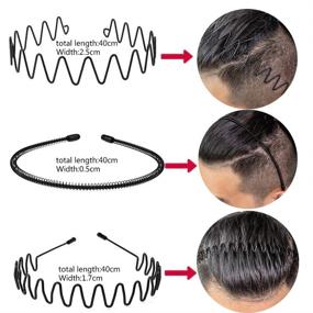 img 2 attached to 👑 obmwang 10 Pack Metal Headband - Stylish Unisex Spring Wavy Hair Hoop for Men and Women - Sporty Non-Slip Headwear and Hair Accessories