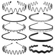 👑 obmwang 10 pack metal headband - stylish unisex spring wavy hair hoop for men and women - sporty non-slip headwear and hair accessories logo