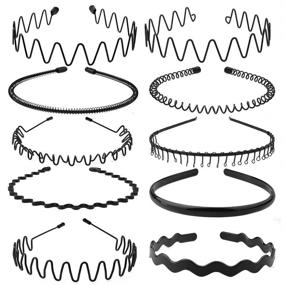 img 4 attached to 👑 obmwang 10 Pack Metal Headband - Stylish Unisex Spring Wavy Hair Hoop for Men and Women - Sporty Non-Slip Headwear and Hair Accessories