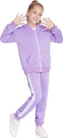 img 4 attached to 👕 Boyoo Girls 2PCS Tracksuit: Stylish Hooded Zip-up Sweatshirt and Jogger Pant Outfits for 5-13 Years