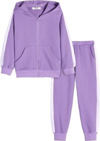 img 2 attached to 👕 Boyoo Girls 2PCS Tracksuit: Stylish Hooded Zip-up Sweatshirt and Jogger Pant Outfits for 5-13 Years