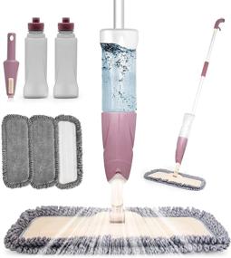 img 4 attached to 🌹 Rose-600ML Spray Mop: Refillable Bottles, Washable Pads, 360° Spin Microfiber for Hardwood Floors