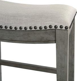 img 1 attached to OSP Home Furnishings 24-Inch Saddle Stool with Antique Grey Base, Upholstered in Grey Fabric
