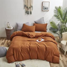 img 1 attached to Houseri Pumpkin Color Comforter Set: Rust Orange Bedding for Queen Size - Perfect for Women, Men, Teens | Terracotta Quilt with Dusty Brown Pumpkin Pattern - Stylish & Cozy!