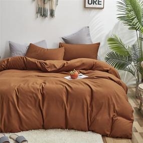 img 3 attached to Houseri Pumpkin Color Comforter Set: Rust Orange Bedding for Queen Size - Perfect for Women, Men, Teens | Terracotta Quilt with Dusty Brown Pumpkin Pattern - Stylish & Cozy!