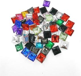 img 1 attached to Linpeng 10x10MM Faceted Square Acrylic Gems in 💎 Assorted Colors - Pack of Approx. 50 Pcs - Q