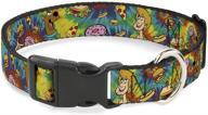 🐶 buckle-down scooby doo and shaggy poses dog collar: tie dye multi-color, adjustable sizes for small, medium and large dogs logo