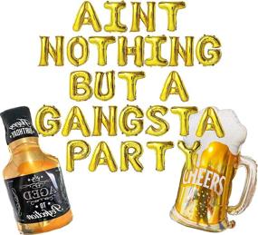 img 4 attached to 🎉 Gold Gangsta Party Letter Balloon Banner for 90s Disco Themed Parties - Hip Hop & Gangster Birthday Decorations, 90s Balloons & Supplies