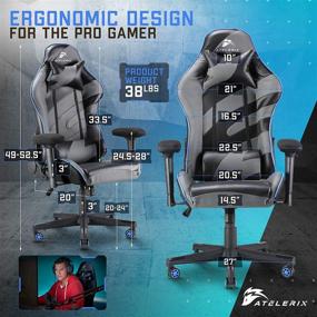 img 3 attached to 🎮 Atelerix Ventris Gaming Chair: PU Leather, Fabric, and Extra-Wide Options for Office or Computer Use - Tilting, Ergonomic, and Swivel Game Chair with 4D Covered Armrests, Headrest, and Lumbar Support