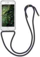 kwmobile crossbody case compatible with apple iphone 7/8 / se (2020) - case clear tpu phone cover w/lanyard cord strap - transparent/anthracite/black logo