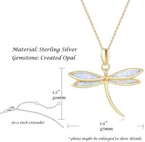 img 3 attached to 🌼 FANCIME October Birthstone Opal Dragonfly Necklace: Elegant White/Yellow Gold Plated Sterling Silver Pendant Jewelry for Women & Girls