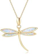 🌼 fancime october birthstone opal dragonfly necklace: elegant white/yellow gold plated sterling silver pendant jewelry for women & girls logo