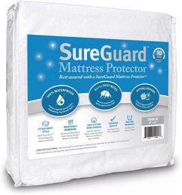 img 4 attached to SureGuard Twin XL Mattress Protector: Waterproof, Hypoallergenic, Premium Cotton Terry Cover