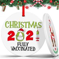 🎄 2021 hilarious christmas commemorative ornaments - we survived the pandemic, double sided print, round 3", ceramic santa claus - perfect xmas tree gift to remember this year, 1 pack логотип