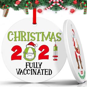 img 4 attached to 🎄 2021 Hilarious Christmas Commemorative Ornaments - We Survived the Pandemic, Double Sided Print, Round 3", Ceramic Santa Claus - Perfect Xmas Tree Gift to Remember This Year, 1 Pack