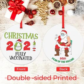 img 3 attached to 🎄 2021 Hilarious Christmas Commemorative Ornaments - We Survived the Pandemic, Double Sided Print, Round 3", Ceramic Santa Claus - Perfect Xmas Tree Gift to Remember This Year, 1 Pack