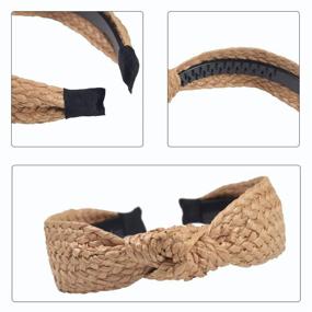 img 1 attached to 🌺 Straw Knotted Headbands for Women - Bohemian Summer Wide Headwear Accessories,Style 1