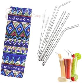 img 1 attached to 🥄 SENHAI Metal Straw Carrying Case - 5 Pcs Travel Pouch for Stainless Steel/Glass/Silicone Straws, Cutlery, Knife, Fork, Spoon, Chopsticks - 5 Patterns Included - 29 x 9.7cm/11.4 x 3.7in