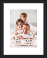 🖼️ modern style wood composite 8x10 black picture frame with removable mat for 5x7 photo, for table top or wall mount - icona bay bliss collection логотип