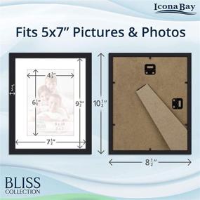 img 3 attached to 🖼️ Modern Style Wood Composite 8x10 Black Picture Frame with Removable Mat for 5x7 Photo, for Table Top or Wall Mount - Icona Bay Bliss Collection