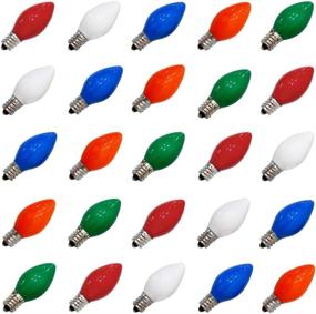 img 4 attached to 🎄 SkrLights C7 Multi-Color Christmas Light Bulbs: 25-Pack Outdoor String Light Replacement Bulbs - C7 Ceramic, 5W, C7/E12 Candelabra Base