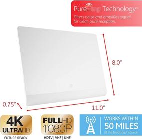 img 3 attached to 📺 GE Pro Flat Indoor TV Антенна: USB Питание, Стройный Дизайн, Дальний Диапазон и Прием Сигнала Высокой Четкости, 4K 1080P VHF UHF, с Усилителем и Бустером Сигнала - Белая 33698