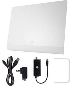 img 4 attached to 📺 GE Pro Flat Indoor TV Антенна: USB Питание, Стройный Дизайн, Дальний Диапазон и Прием Сигнала Высокой Четкости, 4K 1080P VHF UHF, с Усилителем и Бустером Сигнала - Белая 33698