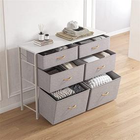 img 3 attached to 🛏️ CubiCubi Bedroom Dresser, 6 Drawer Tall Wide Storage Organizer for Bedroom Hallway, Sturdy Steel Frame with Wood Top, Light Grey - Enhanced SEO